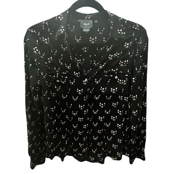 Maeve by Antropology Black Cat Print Blouse - Picture 7 of 11